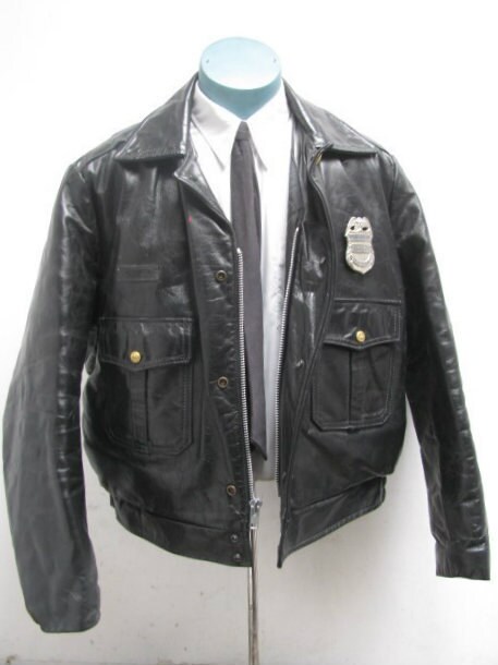 Mens Vintage 1960s Leather Police Jacket Taylors Leatherwear