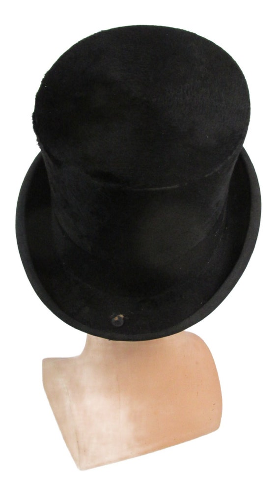 Vintage 1910 Beaver Fur Top Hat Antique Men's Loc… - image 4