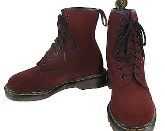 Vintage 1980s Na Na Dr Martens Air Wair Boots From England Burgundy Suede 8 Eyelet DMs Doc Martens  will fit a Womens US Size 6