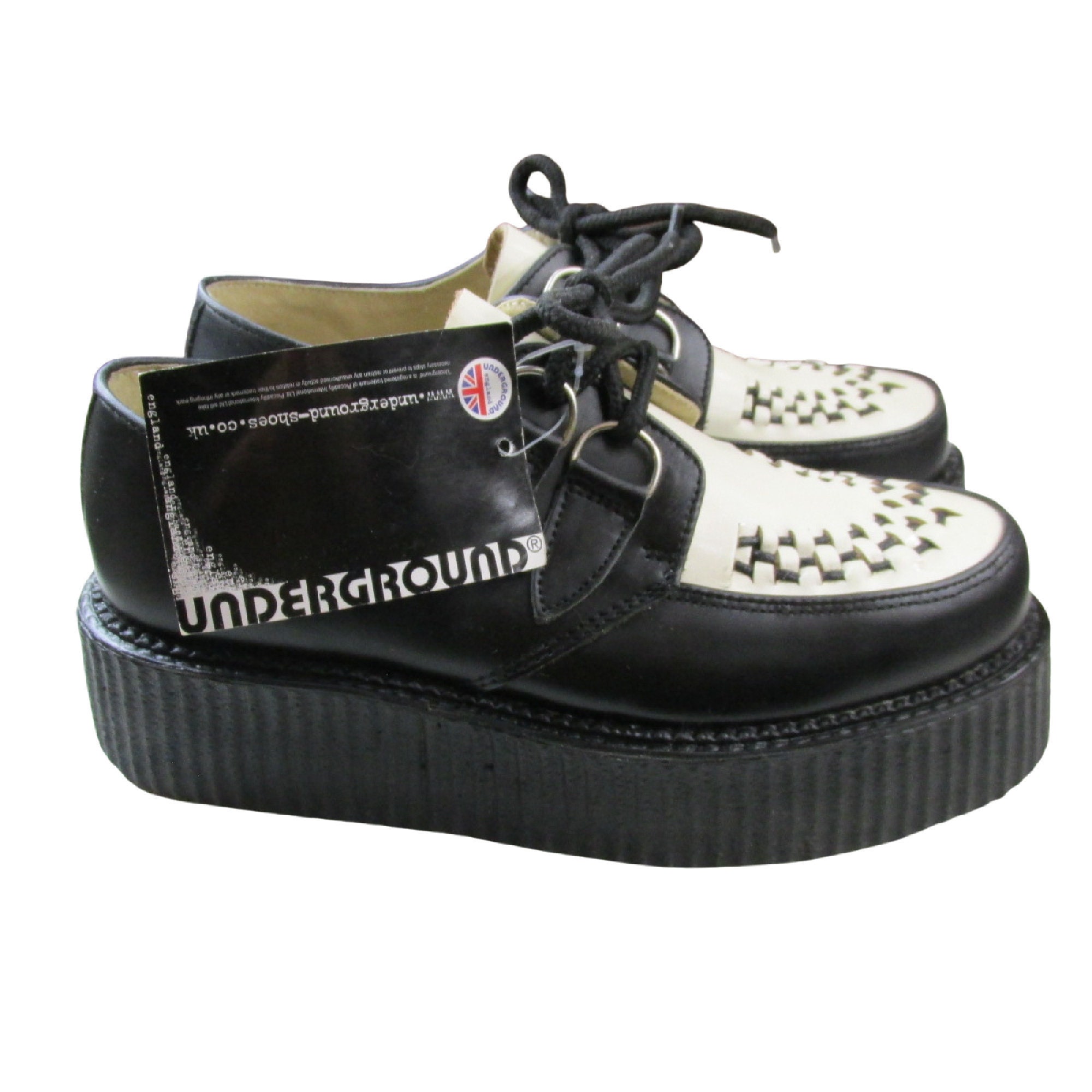 Vintage 1990s Underground Mens Black and White Leather Vintage 1990s Underground Mens Black and White Leather