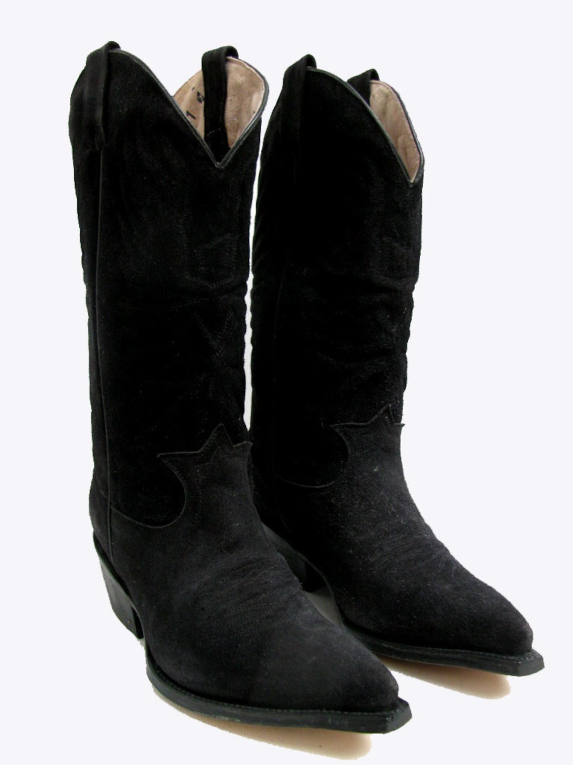 Vintage NaNa Western Boots Mens Black Suede Eagle Stitch Etsy