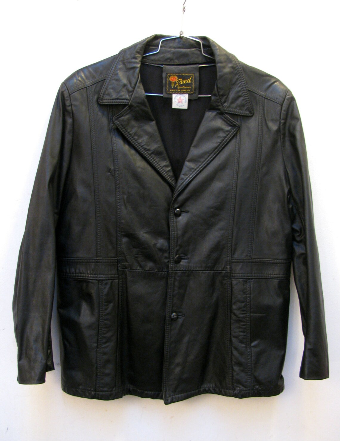 Vintage Mens Greaser Jacket Reed Sportswear Black Leather Etsy