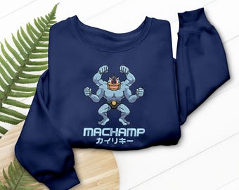 Machamp besticktes T-Shirt Sweatshirt - Fighting Type Design Anime Hoodie Shirt - Manga Shirt Geschenke