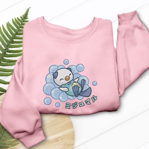 Oshawott Broderad T-shirt Vattenstartare Anime T-shirt Hoodie Videospel Gåvor