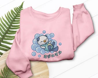 Oshawott Broderad T-shirt Vattenstartare Anime T-shirt Hoodie Videospel Gåvor