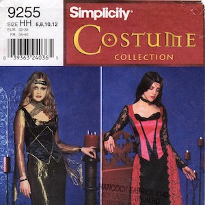 SZ 6/8/10/12 - Simplicity Costume Pattern 9255 by HEIGL & NORDSTROM - Misses&#39; Corset Style Tops, Skirts and Headpiece - Medival/Goth Costume
