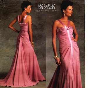 Sz 6/8/10/12 - Vogue Pattern V1080 by BELLVILLE SASSOON - Misses&#39; Evening Dress with Bodice Bands & Godet Train - Vogue Designer Original