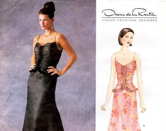 Oscar de la Renta Vogue Dress Pattern 2584 - Ruched Bodice - Size 14/16/18