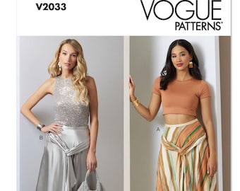 Vogue V2033 Schnittmuster: Misses' drapierter Schrägrock, Größen 4-20