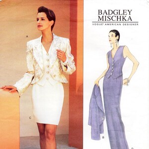 Sz 6/8/10 - Vogue Separates Pattern 1586 by BADGLEY MISCHKA - Misses&#39; Lined Jacket, Top and Skirt in Two Lengths - Vogue American Designer
