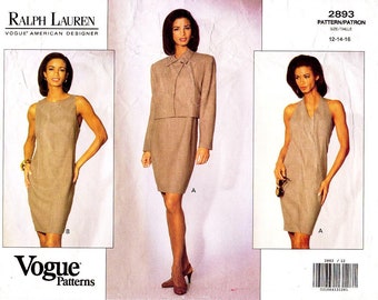 Ralph Lauren Vogue 2893 Sewing Pattern: Jacket and Dress, Size 12-16