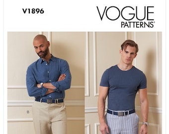 Vogue Sewing Pattern V1896 -  Men's Shorts and Pants w/Waistband, Side Pockets, Hook & Eye Close, Belt Carriers, Back Welt Pocket (Pick Sz)