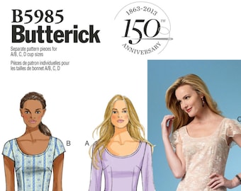 Butterick Dress Pattern B5985: Misses' Scoop-neck Ruffle Dress Sz 6-14