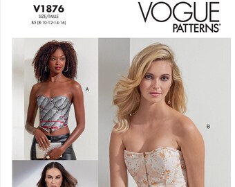 Vogue Pattern V1876 - Misses' Close-Fitting, Interfaced, Boned, Lined Corsets (Sz 8/10/12/14/16)