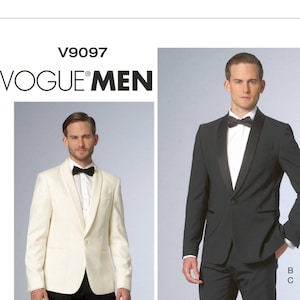 Vogue Men's Tuxedo Sewing Pattern V9097 - Shawl Collar Jacket & Pants - Uncut