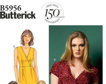 Patron de couture Butterick B5956 : haut cache-cœur pour femme (tailles 6-14)
