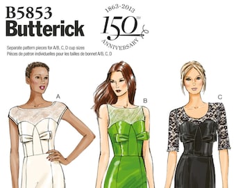 Butterick B5853 Dress Pattern: Lined Bodice, Princess Seams (Sizes 8-16)