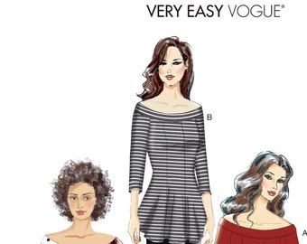 Pick Your Size - Vogue Top Pattern V9281 - Misses' Close-Fitting, Princess Seam, Off-Shoulders Top with Sleeve Variations - Very Easy Vogue