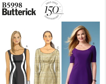 Butterick B5998 Dress Pattern: Fitted Lined Design, Size 18-24W