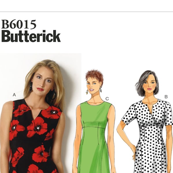 U-Pick Size - Butterick Dress Pattern B6015 - Misses' Fit and Flare, Raised Waist Dress has Shaped Side Seams and Hem Flounces in 3 Options