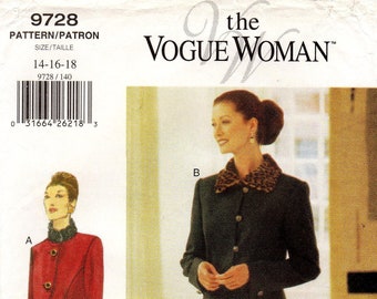Vogue 9728 Trennt Schnittmuster: Taillierte Jacke, Rock, Hose (Größe 14/16/18)