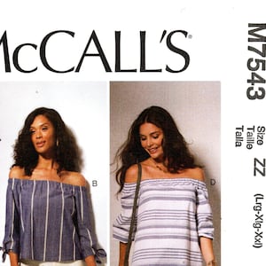 McCall&#39;s Pattern M7543 - Misses&#39; Very Loose-Fitting, Off-the-Shoulders, Pullover Tops, Tunic and Dress  - Sz Lrg/Xlg/Xxl