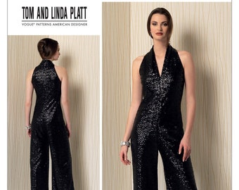 Vogue Jumpsuit Pattern V1506 by TOM & LINDA Platt - Misses&#39; Sleeveless Wide-Leg Jumpsuit - Vogue American Designer Series - Pick Your Size
