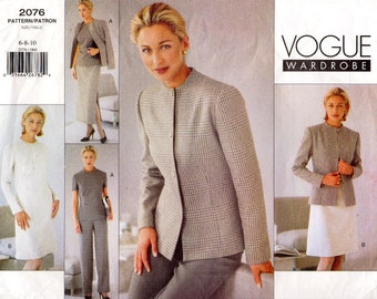 Pick Your Size - Vogue Separates Pattern 2076 - Misses&#39; Collarless Jacket, A-Line Dress, Top, Tapered Skirt & Pants - Vogue Wardrobe Pattern
