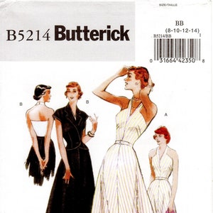 Sz 8/10/12/14 - Butterick Retro Dress Pattern B5214 - Misses&#39; Retro 1947 Flared Halter Dress, Jacket and Belt - Butterick Patterns