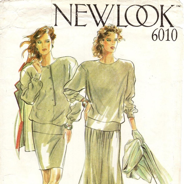 Sz 8 thru 18 - New Look Separates Pattern 6010 - Misses' Loose Fitting Pullover Tops, Straight Skirt & Dropped Waist Flared Skirt - New Look