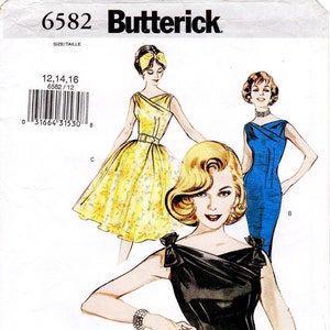 Pick Your Size - Butterick Dress Pattern 6582 - Misses&#39; Fitted or Fit & Flare Surplice Dress in Three Ways - Vintage 1960 Reissued Pattern