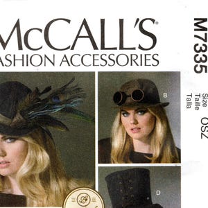 McCall's naaipatroon M7335 - Misses' Hat-assortiment in vijf variaties - Steampunk, Victoriaans, Aviator, Cosplay - Alle maten XS t/m LG
