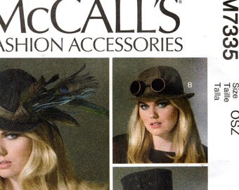 Patrón de costura para sombrero McCall's M7335: Steampunk, victoriano, de aviador y cosplay (tallas XS-L, sin cortes, Copyright 2016)