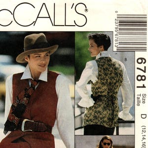 Sz 12/14/16 - McCall&#39;s Sewing Pattern 6781 by SEW NEWS - Misses&#39; Lined Vest, Blouse, Lined Skirt, Pants and Ascot - 90&#39;s Wardrobe Pattern