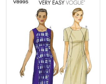 Pick Your Size - Vogue Dress Pattern V8995 - Misses' Semi-Fitted, Lined Dress with Seam Detail in Two Variations - Very Easy Vogue Pattern
