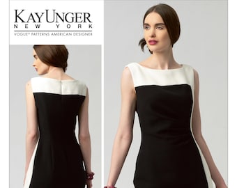Pick Your Size - Vogue Dress Pattern V1329 by KAY UNGER - Misses' Color Blocked, Pleat-Detail Dress - Vogue American Designer