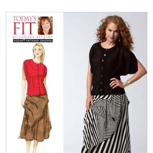Vogue Sewing Pattern V1333 - Today&#39;s Fit by SANDRA BETZINA - Misses&#39; Batwing Blouse and Tucked Skirt - All Sizes/Bust 32-55