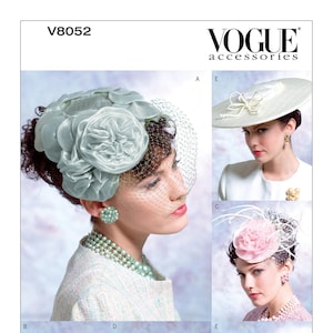 Vogue Hat Pattern V8052/V0652 Misses&#39; Vintage Inspired, Pillbox, Fascinator Hats in Five Variations - One Size Pattern - Vogue Accessories