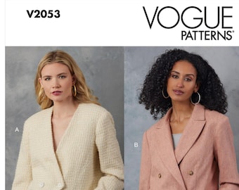 Patron de couture de veste Vogue 2053 : courte coupe croisée pour femmes (tailles 14-22) non coupée