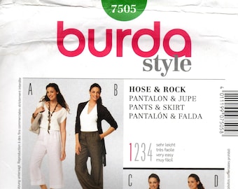 Burda Schnittmuster 7505: Damen Hosen & Röcke (Größe 44-34)