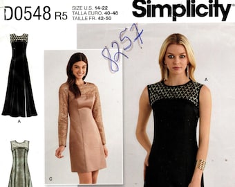 Einfachheit D0548/8257 Kleid Schnittmuster: Misses' Size 14-22