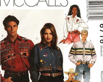 McCall's 6716 Shirt Sewing Pattern: Western Style, Size Medium