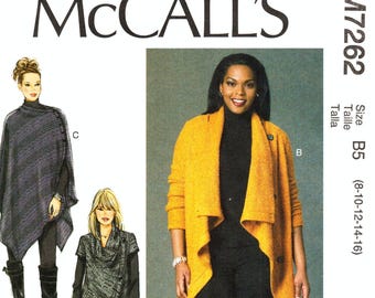 McCall's M7262 sweaterjas en poncho naaipatroon - maat missers