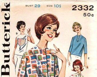 Jaren 60 Butterick 2332 meisjesoverblouse, buste 29" maat 10S