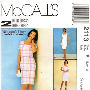 Sz 8/10/12 - McCall&#39;s Sewing Pattern 2113 for WOMEN&#39;S DAY - Misses&#39; Sleeveless or Short Sleeved Sheath Dress in Four Options -  2-Hour Dress