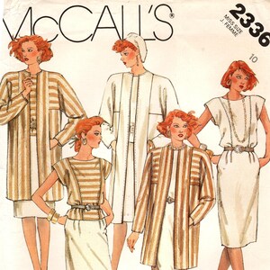 Sz 10 - McCall&#39;s Pattern 2336 - Misses&#39; Loose Fitting Jacket, Pullover Top & Straight Skirt with Front Pleats and Back Vent