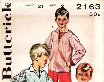 Vintage Boys' Pajamas Pattern: Butterick 2163, Size U-PICK, 1960s