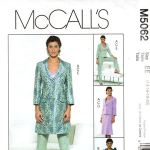Sz 14/16/18/20 - McCall&#39;s Separates Pattern M5062 - Misses&#39; Lined Jacket in Two Lengths/Styles, Camisole Top, Fit & Flare Skirt and Pants