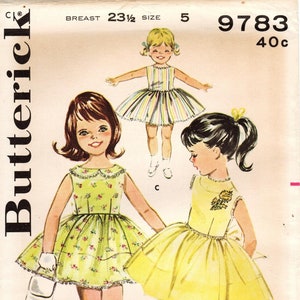 Butterick Sewing Pattern 9783 -  Girls&#39; Quick and Easy Dress in Three Options - Original Vintage 60&#39;s Butterick Pattern - Pick A Size