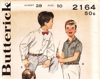 Vintage 60s Butterick Boys' Shirt Pattern 2164 - Size 10 Chest 28"